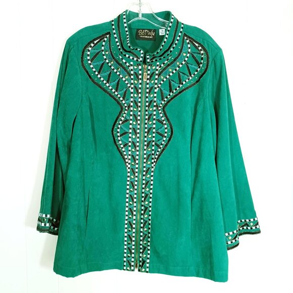 Bob Mackie Vintage Wearable Art Zippered Jacket Front Slit Pockets Size 1X - Picture 1 of 9